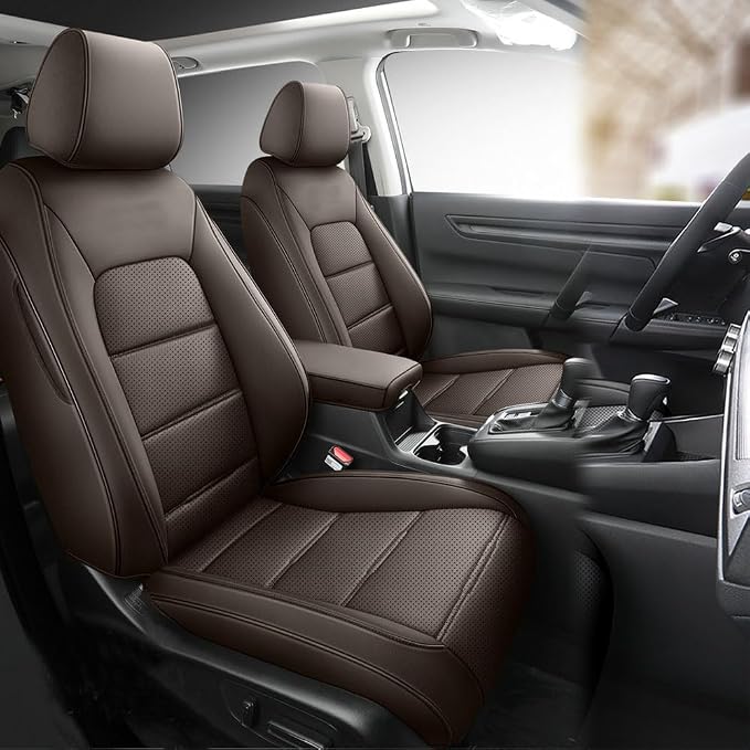 CocheFamilia CRV Seat Covers Custom Fit for Honda CRV 2023 2024 2025 2026 Leather Car Seat Cover Full Set for Trucks SUV,Waterproof Car Seat Cushion,Faux Leather (Coffee) by CocheFamilia