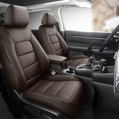 CocheFamilia CRV Seat Covers Custom Fit for Honda CRV 2023 2024 2025 2026 Leather Car Seat Cover Full Set for Trucks SUV,Waterproof Car Seat Cushion,Faux Leather (Coffee) by CocheFamilia