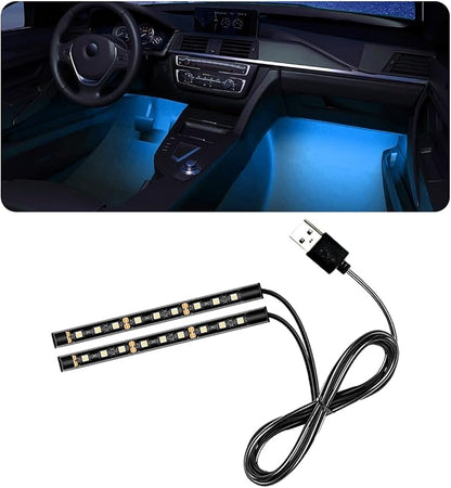 povtii Car LED Strip Light, 24 LED RGB Auto Under Dash Interior Atmosphere Lights, USB Vehicle Decorative Lamp Ambient Night Light Strip, Lighting Kit Car Accessories (Ice Blue) by povtii