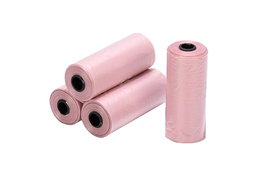 Ginsco 0.8 Gallons Disposable Trash Bags for Mini Car Trash Can, Portable Small Car Garbage Bags, Cars Accessories, Mini Trash Bags, Plastic Trash Bag for Cars/Home/Office (4 Rolls/60 Counts) Pink by Ginsco