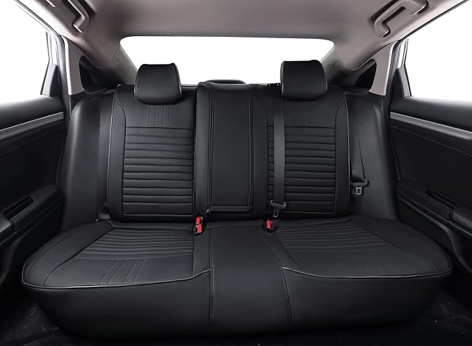 EKR Civic Seat Covers Custom Fit for Honda Civic (Sedan) Sport 2022-2024 & LX 2025-2026 (Rear Backrest One Piece W/NO Armrest),Waterproof Car Seat Cover Full Set,Faux Leather (Black) - Image 5