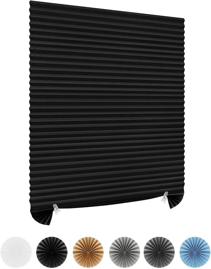 Window Blinds Cordless No Drill Cut to Size Stick On Temporary Paper Shades | Non-Woven, Blackout, Easy Install, Self Adhesive, Pleated Window Cover for Indoor Windows Doors Bedroom Kitchen Bathroom by Maritown