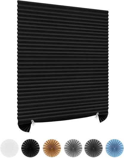 Window Blinds Cordless No Drill Cut to Size Stick On Temporary Paper Shades | Non-Woven, Blackout, Easy Install, Self Adhesive, Pleated Window Cover for Indoor Windows Doors Bedroom Kitchen Bathroom by Maritown