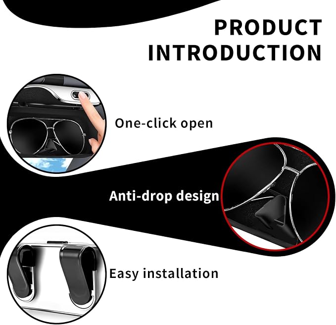 Sunglasses Holder for Car Sun Visor, Protective Automotive Eyeglasses Storage Case Hanger, Car Sunglass Holder - Image 4