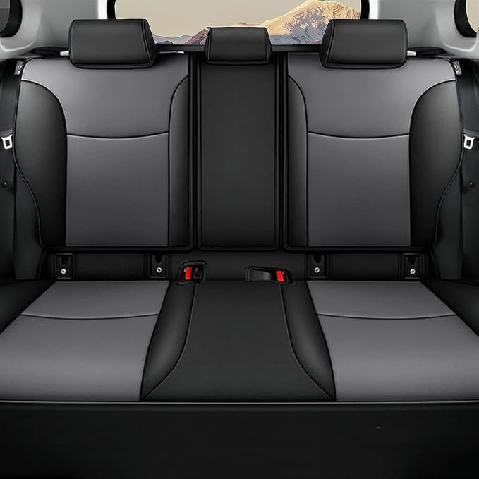 Custom Fit for Toyota Corolla Cross Hybrid 2023 2024 2025 Faux Leather Car Seat Covers Full Set Compatible Airbag Corolla Cross Hybrid S,SE,XSE Seat Protector Sedan Black+Grey - Image 2