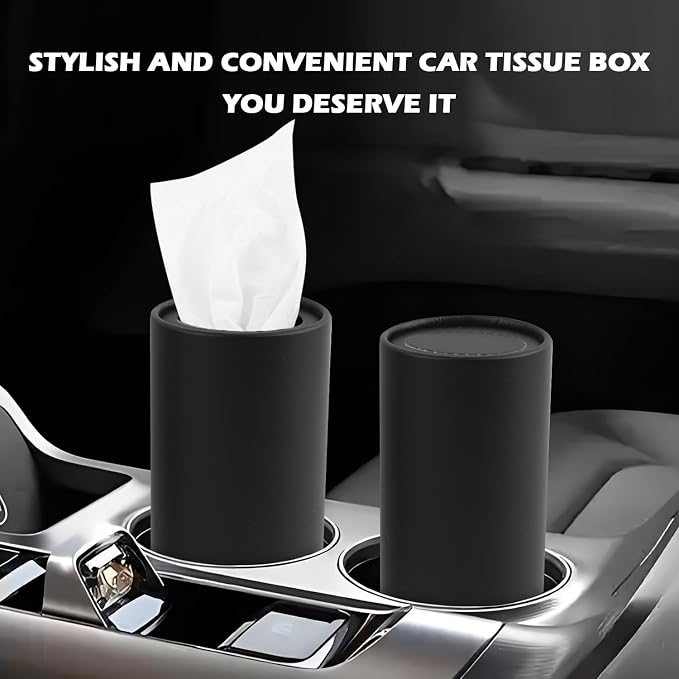 4PCS Pull Out Cars Tissue Holder,Refillable Car Tissues Cylinder with 30-Count Per Box,Multifunctional Car Tissue Box for Cars as Automotive Garbage Cans/Pen Holders (Black) - Image 3