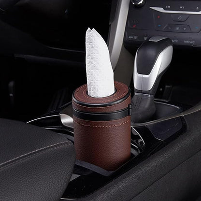 Car Tissue Tube, Cylinder Tissue Box Diameter 2.75'' PU Leather Round Tissues Container for Car Cup Holder, Up to 30 Count Tissue - Image 2