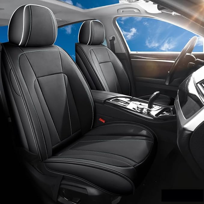 Car Seat Covers Full Set for Hyundai Venue 2019-2026,Black&White | Premium Faux Leather, Waterproof, Anti-Slip, Airbag Compatible, Breathable, Car Seat Protectors, 2 Rows 5 Seats by Unknown