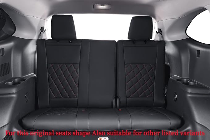Full Set Car Seat Covers for Honda Odyssey 2018-2026,8-Seater,Faux Leather | for EX,EX-L,Elite,Touring,Sport,2nd Row 40/20/40 Split Seat,Luxury Waterproof Seat Protector,Fit Like A Glove(Black-Diamond) - Image 3