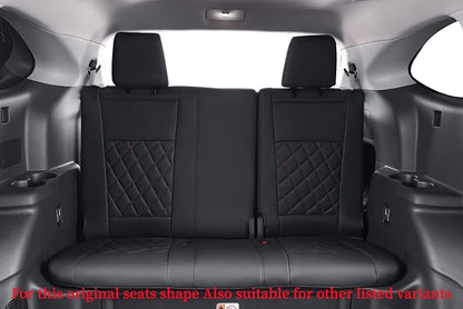 Full Set Car Seat Covers for Honda Odyssey 2018-2026,8-Seater,Faux Leather | for EX,EX-L,Elite,Touring,Sport,2nd Row 40/20/40 Split Seat,Luxury Waterproof Seat Protector,Fit Like A Glove(Black-Diamond) - Image 3