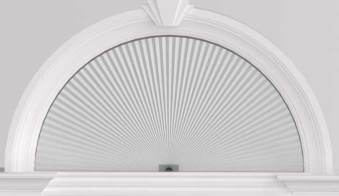 Myshade Arch Window Shades Half Circle Blackout Cellular Shades Cordless No Drill Blinds for Windows Half Moon Honeycomb Fabric No Tools Room Darkening Shades Easy Install (1PCS White 48" W X 24" H) by MYSHADE