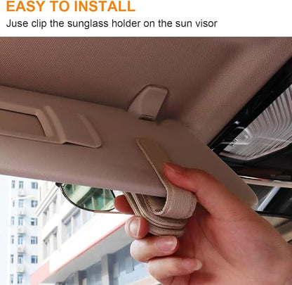Sunglass Holder for Car, Magnetic Leather Sunglasses Clip for Car Visor, Eyeglass Hanger Clip for Car Sun Visor (Khaki 2 Pack) - Image 4