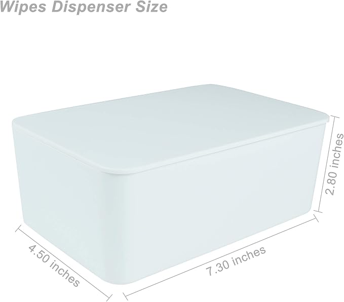 Diaper Wipes Dispenser, Tissue Storage Box Case (White) | Wet Wipe Dispenser Holder with Lid for Home, Office, Cars - Image 2