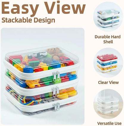 3-PCS Medium Clear Hard Shell Zipper Pouches, Clear Zipper Bags | Ivory Hard Case Pouches for Purse & Diaper Bag Organizer, Travel Essentials, Clear Storage Bags, and Travel Zipper Container - Image 4