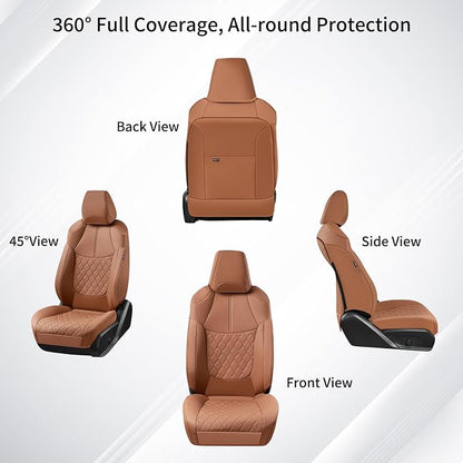Huidasource Custom Fit RAV4 (Gas Only) Front Seat Covers, Brown Waterproof Faux Leather Full-Coverage for 2019-2024 Toyota RAV4 LE/XLE & XLE Premium/Limited (Does Not Fit Adventure and TRD Off-Road) - Image 7