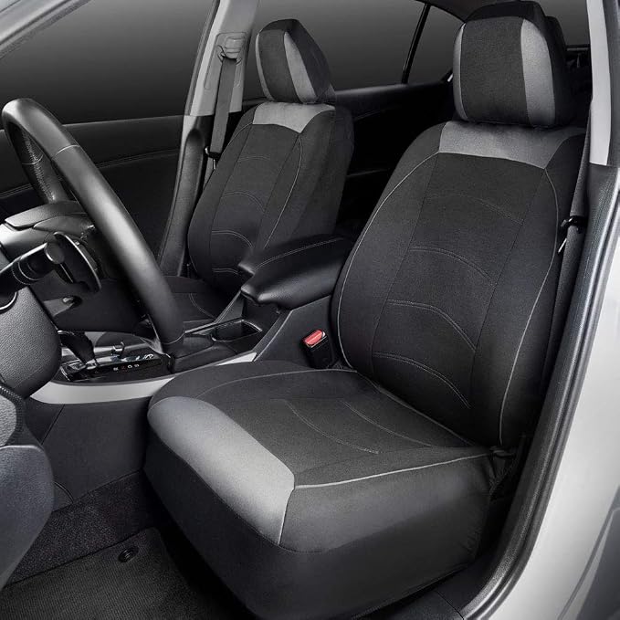 Motor Trend (2) Car Seat Covers for Front Seats with (2) Trimmable Car Floor Mats – Universal Fit Auto Accessories for Cars, Trucks, SUVs, Vans – Interior Protection and Vehicle Interior Shield Combo - Image 3