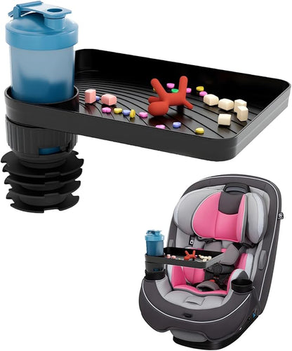 SEVEN SPARTA Car Seat Tray for Kids Fit 3.1"-3.5"Cup Holders for Snack, Toy | 360° Rotatable and Removable Cup Holder Snack Tray for Food Color and Play for Family Road Trip Essentials, 1, Large Base by SevenSparta