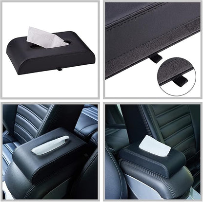 AuMoHall Black Tissue Box Cover PU Leather Rectangular Tissue Holder for Home Car Office Decor (NO Paper Towel) - Image 4