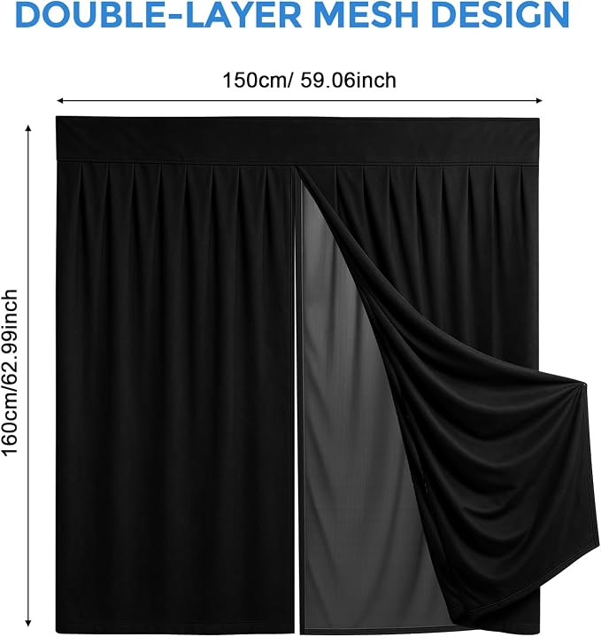 Magnetic Vans Bug Screen Nets, Universal Double Layer SUV Minivan Tailgate Back Door Mosquito Net with Suede Outer, with Magnetic Closure for SUV Back Door Bug Mesh with Zipper-63 inch(H) X 60 inch(W) - Image 2