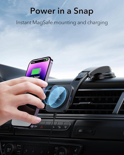 ESR for MagSafe Car Mount Charger, for iPhone 17-12 Series, Galaxy S26/S25 | Dashboard Magnetic Wireless Car Charger Mount, Compatible with MagSafe Car Charger, Fast Charging, Car Accessories, Black - Image 2