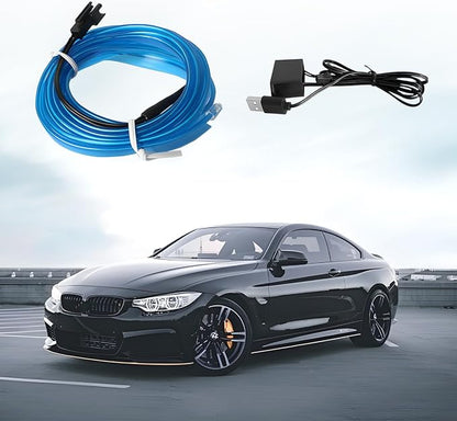 EL Wire Car LED Strip Lights, 16.5FT 5V USB Vehicle Ambient Lighting Kit with Fuse Protection, Automotive Interior Neon Decoration Lamp with 5mm Sewing Edge, Universal Fit (Blue) - Image 6