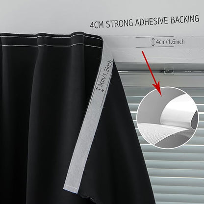Adhesive Blackout Curtains- Self Stick Shades Window Blinds Curtains No Rod Needed Easy to Hang Curtains, Use for Bedroom, Living Room, Dining Room, Kitchen, Home Office, 59"W X 71"L, Black, 1 Panel - Image 8