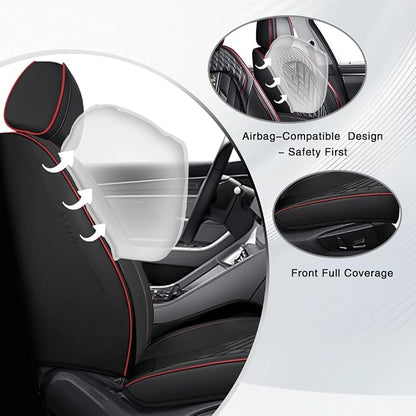 Fit for Toyota Corolla Cross Seat Covers 2022-2026,Premium Leather, 360° Full Protection, Thick Padding & Memory Foam, Waterproof & Stain-Resistant Car Seat Cover Front Set (2 Seat,Black&Red) - Image 2