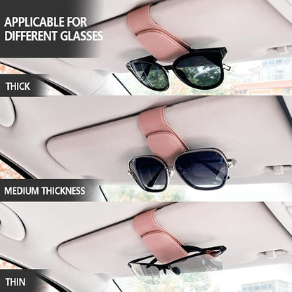 Sunglass Holder for Car, Magnetic Leather Eyeglass Hanger Clip for Car Sun Visor, Sunglasses Holder and Ticket Card Clip for Car Visor Accessories (1Pack Pink) - Image 3
