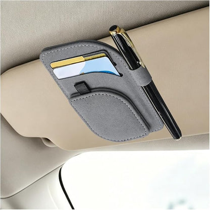Car Sun Visor Organizer, Multi-Pocket Vehicle Sunglass Card Holder with Pen Slot, Automotive Interior Sunshade Glasses Storage Organizer, Universal Fit (Gray) by Unknown