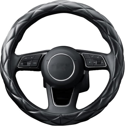 YHONGJT Soft Microfiber Leather Steering Wheel Cover, Universal 15 Inch for Women Girls, Fit Vehicles, Sedans, SUVs, Vans, Trucks - Black - Image 8