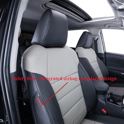 coverdream Corolla Waterproof Leather Seat Covers Custom Fit for 2023 2024 2025 Toyota Corolla Hybrid LE Seat Covers,Full Coverage,Airbag Compatible Car Seat Protector(Full Set,Black/Gray) - Image 3