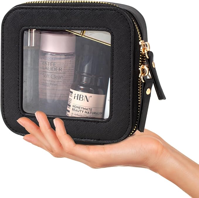 KOTORA Small Makeup Bag for Purse Travel Makeup Bag Clear Cosmetic Bag for Beach, Car Make Up Bag Organizer Storage Traveling Car Accessories Travel Beach Essentials for Women (Mini Black) - Image 7