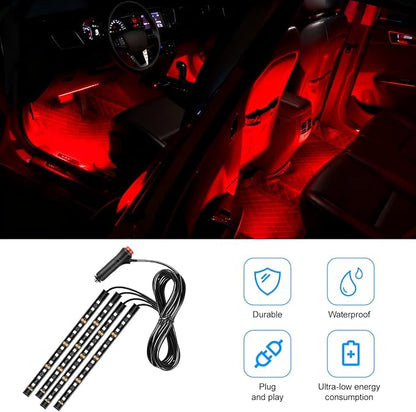 Car LED Strip Light, 12V 48 LED Vehicle Under Dash Neon Ambient Night Decor Lamp with Cigarette Lighter Plug, Automotive Interior Lighting Accessories, Universal for SUV Truck Sedan (Red) - Image 5