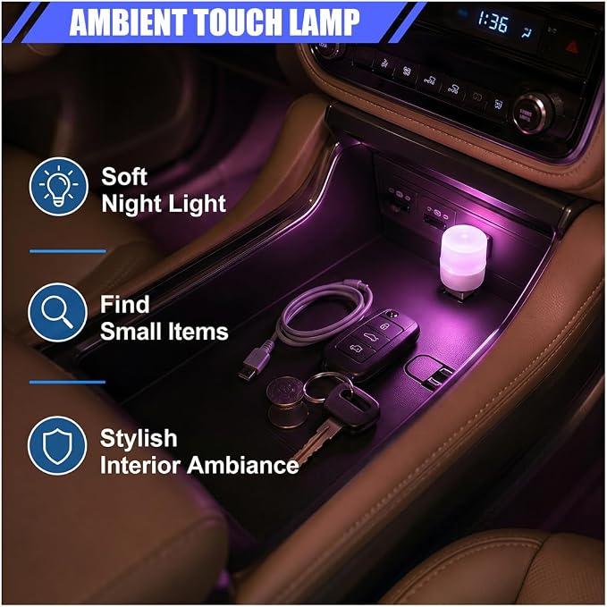 2PCS USB LED Car Interior Atmosphere Lamp, Plug and Play, Purple | Mini Portable LED Ambient Night Light, Universal Vehicle Decorative Lighting Accessories for Car Interior & Home Decors - Image 6