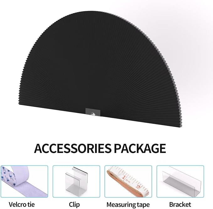 Myshade Arch Window Shades Half Circle Blackout Cellular Shades Cordless No Drill Blinds for Windows Half Moon Honeycomb Fabric No Tools Room Darkening Shades Easy Install (1PCS Black 36" W X 18" H) - Image 5