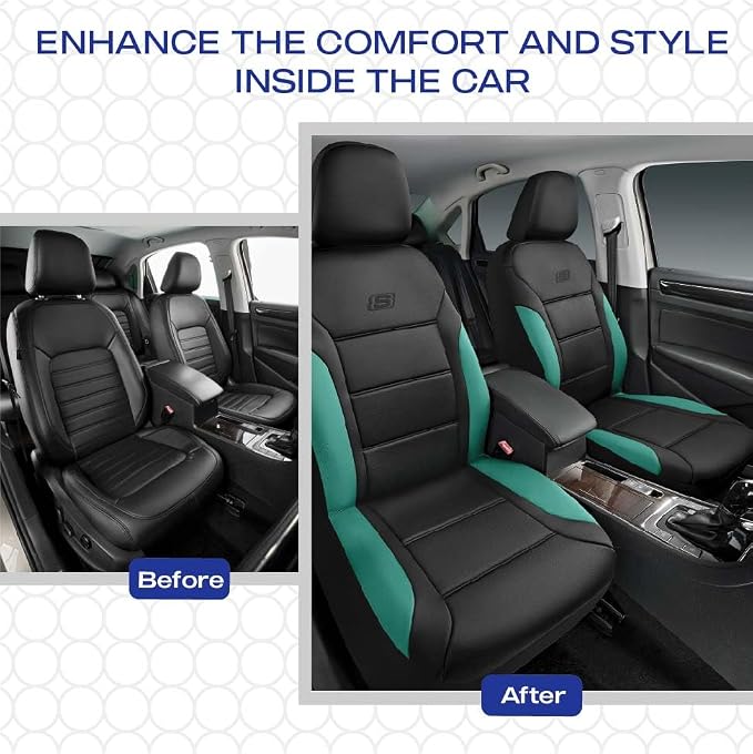 Skechers Memory Foam Car Seat Covers, Lycra Fabric Seat Covers Thick Memory Foam, Front Car Seat Protector, Airbag Compatible, Automotive Comfort Protection for Most Cars,Trucks, SUVs,Green - Image 6