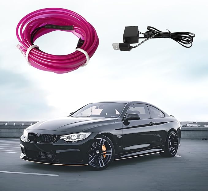EL Wire Car LED Strip Lights, 16.5FT 5V USB Vehicle Ambient Lighting Kit with Fuse Protection, Automotive Interior Neon Decoration Lamp with 5mm Sewing Edge, Universal Fit (Purple) - Image 6