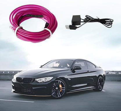 EL Wire Car LED Strip Lights, 16.5FT 5V USB Vehicle Ambient Lighting Kit with Fuse Protection, Automotive Interior Neon Decoration Lamp with 5mm Sewing Edge, Universal Fit (Purple) - Image 6