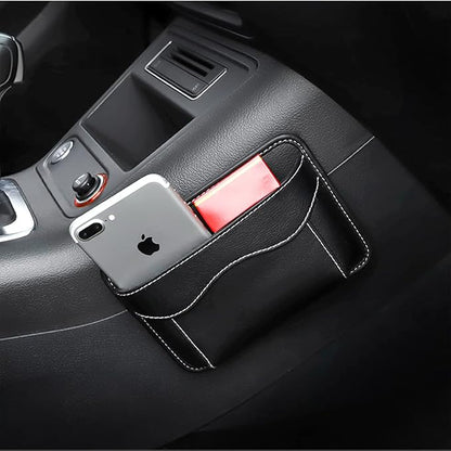 Moly Magnolia PU Leather Car Seat Side Pocket Organizer, Gray | holds phones pens and cards, console door or narrow-gap placement, fits most cars, SUVs, and trucks, car interior accessories - Image 5
