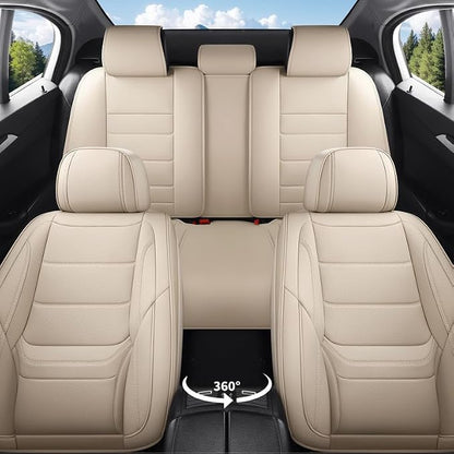Car Seat Covers Full Set Custom Fit For Lexus IS250 2006-2015, Beige | Lumbar Support, Premium Faux Leather, Breathable, Anti-Slip, Airbag Compatible, Waterproof, Car Seat Protectors, 2 Row-5Seat - Image 2