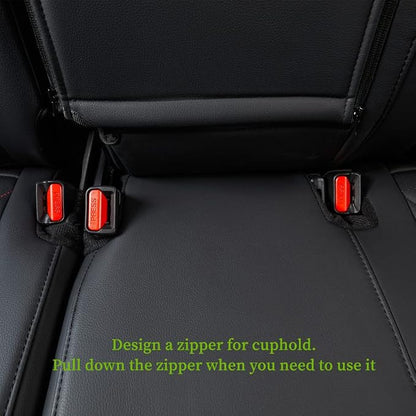 Custom Seat Covers for 2017-2022 Honda CR-V,Premium Faux Leather Car Seat Cover Set,Full Set Waterproof SUV Seat Protector,Armrest Covers Included (Red/Black) - Image 5
