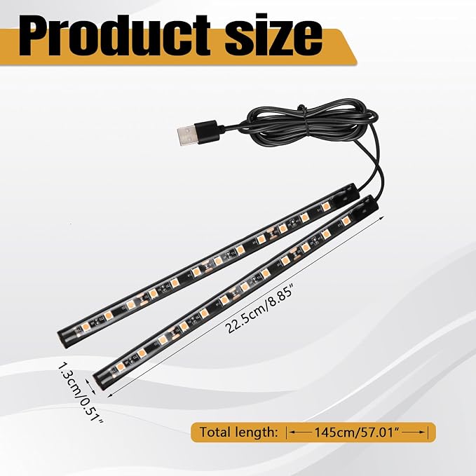 wuyaoyao Car LED Strip Light, Ambient Lighting Kit w/USB Port, Ice Blue | 12V 24 LED Lights for Decor, RGB Neon Atmosphere Lamps, Under Dash Ambient Night Light, Universal Car Accessories - Image 2
