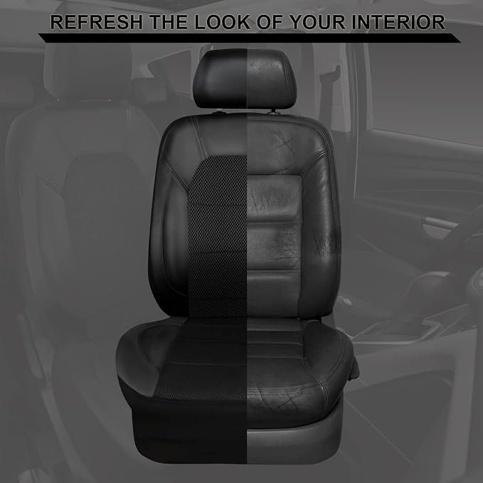CAR PASS Universal Leather Two Front Seat Covers,Sport seat Covers fits Most Cars, SUVs, Trucks, and Vans Airbag Compatible (Black and Black) - Image 6