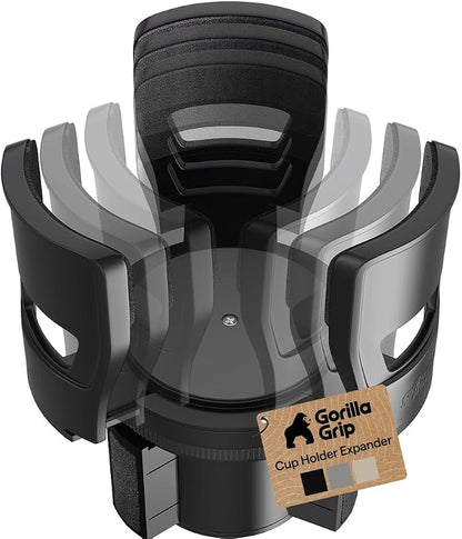 GORILLA GRIP Patent Pending Adjustable Car Cup Holder Expander, Keeps Water Bottle Secure, Expands to Fit 18 to 48 oz Large Bottles, Yeti, Owala, Stanley with Handle, Coffee Mug Insert for Cars, Black by Unknown
