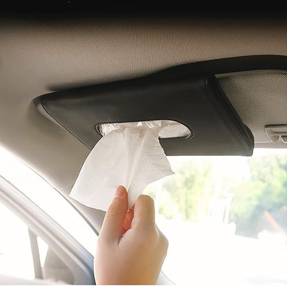YVPSI Car Tissue Holder Sun Visor Napkin Holder with Tissue for Car (Black) | Refill Car Mask Holder PU Leather Tissue Box Tissue Box Holder Hanging Tissue Holder Mask Dispenser by YVPSI