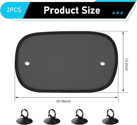 2 Pack Car Window Shades, UV Protection Sunshade for Side Windows, Strong Light Glare Blocking Suction Cup Curtain, Privacy Shield for Baby Sleeping Camping Napping, Fit 98% Most Cars - Image 2