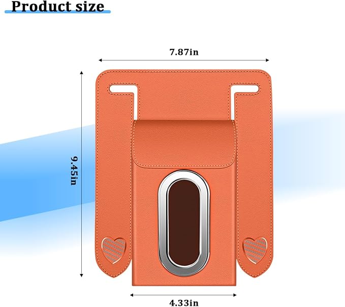 Car Tissue Holder, Multifunctional Vehicle Seat Back Hanging Tissue Box with Storage Hook, Automotive Interior Backseat Napkin Organizer, Universal for SUV Automobile Truck (Orange) - Image 2