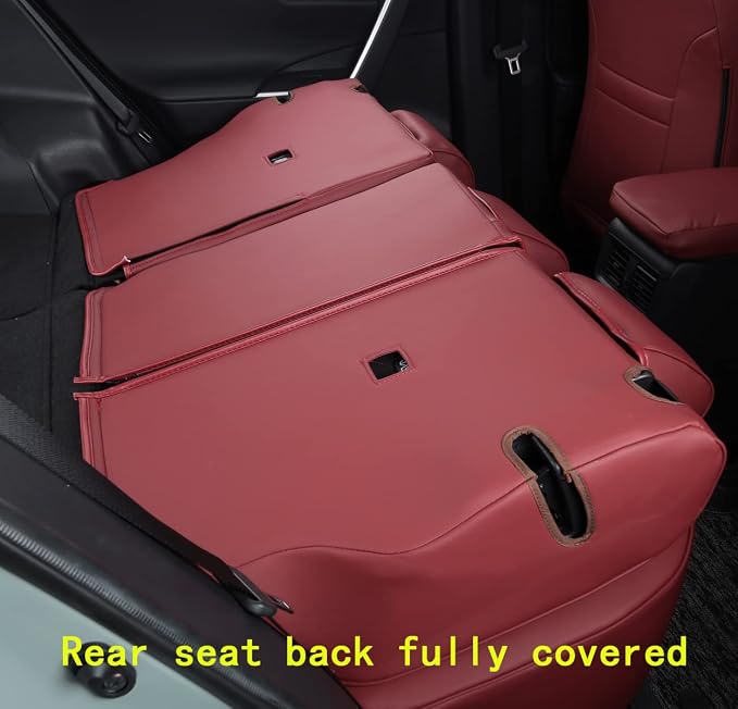 Custom Fit RAV4 (for Hybrid) Seat Covers Full Set for Toyota RAV4 Hybrid 2019 2020 2021 2022 2023 2024 2025 with Waterproof Faux Leather (Wine red, LU01-Hybrid) - Image 4