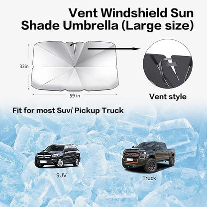 ZDLYH Car Windshield Sun Shade Umbrella, Protect Car from Sun Rays & Heat Damage, UV Ray Reflector, Protect Interior & Keep Cool,Convenient Storage,Durable,Fit for most Suv/Truck car (Large(59 * 33in) - Image 9