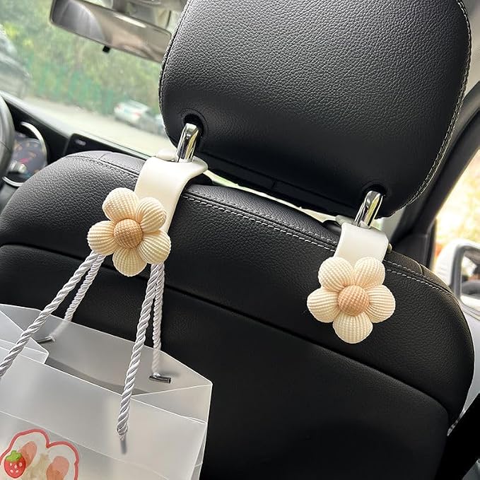 2-Pack Cute Bow Car Purse Hooks, Headrest Hangers, Darkbrown | Cute bow hooks keep purses and bags organized within reach while saving space; fits most car headrests - Image 2